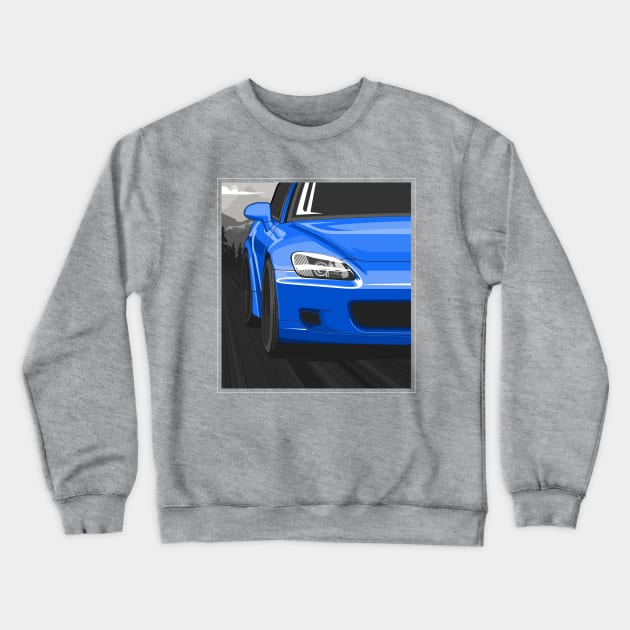 Honda S2000 AP1 Rolling - Apex Blue Crewneck Sweatshirt by wearapex